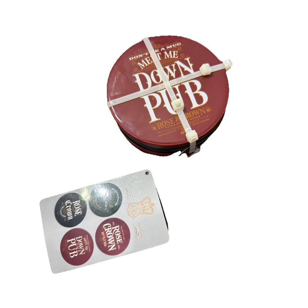 Disney Parks Epcot United Kingdom UK Rose & Crown Pub 4 Coaster Set NEW